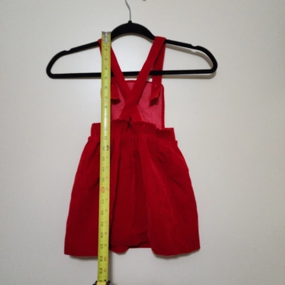 Vintage Toddler Velour Overall Dress Dark Red Farm Fall Christmas Size 5/7 Read